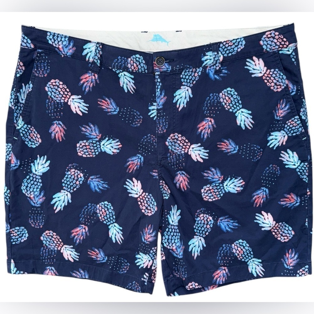 Tommy Bahama Alotta Colada Stretch Shorts Size 40 Blue Pineapple 8" Inseam NWT